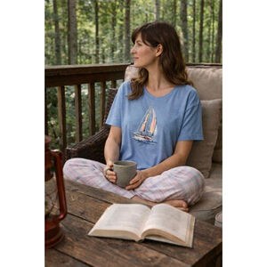 Women's Nautica Blue Sailboat Pajama Top XL